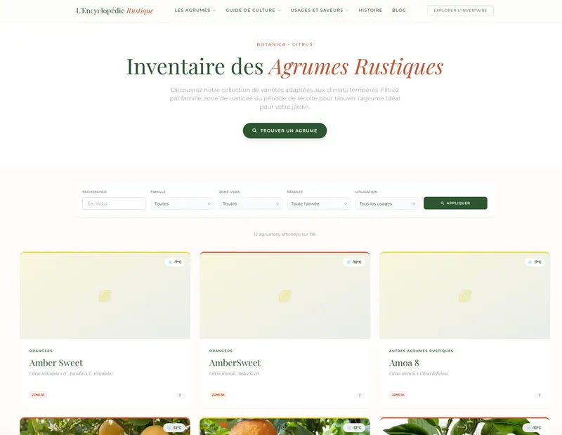 Les Agrumes Rustiques · Index des agrumes
